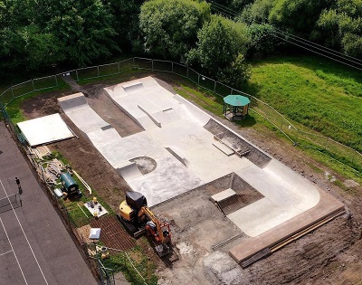 Aerial view of skatepark