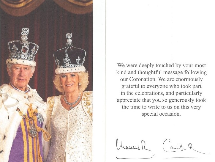 Letter of Thanks from His Majesty, King Charles III