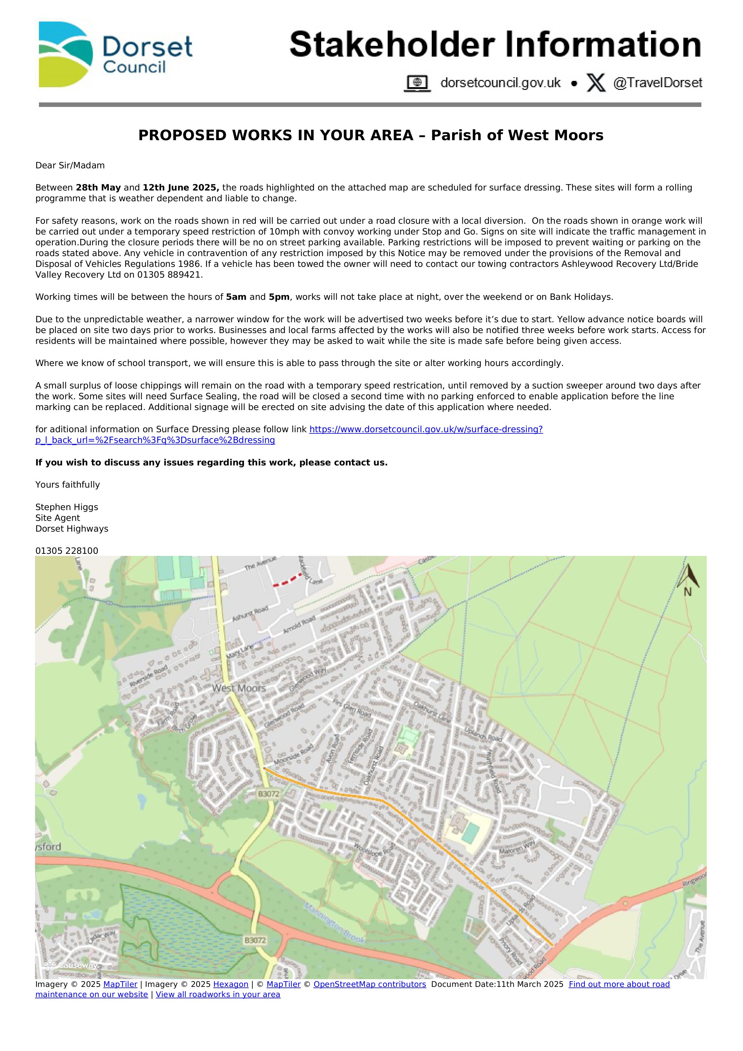 Advance Notice of Road Improvements