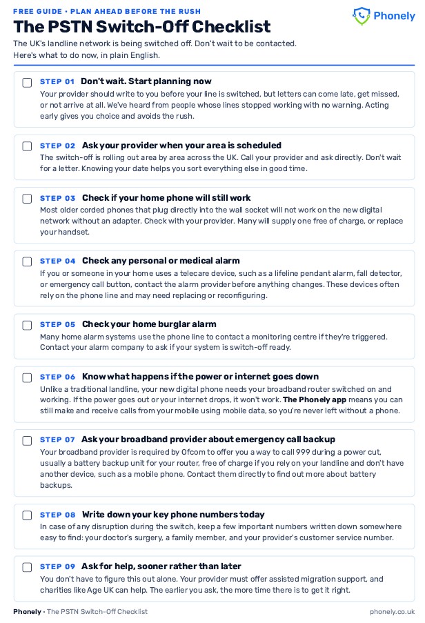 PSTN Switch-Off Checklist