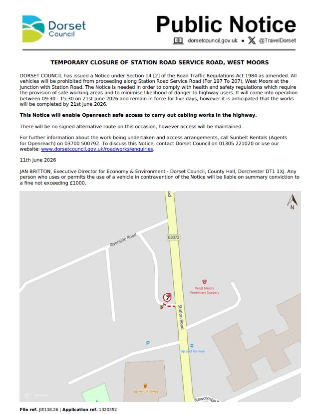 Roadworks on Station Road Service Road